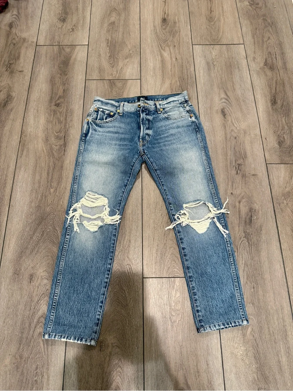 KHAITE Blue Distressed Ripped Jeans - Picture 1 of 3